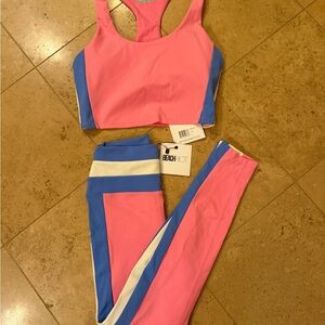 Beach Riot Pink and Blue Activewear Set (top M, bottom S)